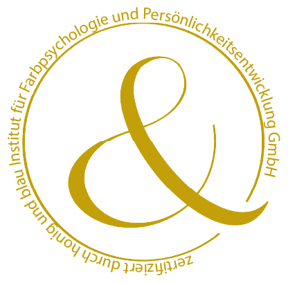Zertifikat Siegel Farbpsychologie honig und blau Institut Top 100 Speaker